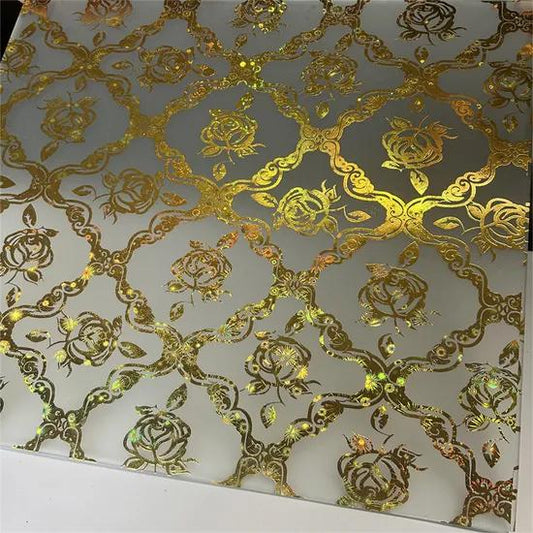 Gold Floral Titanium Glass
