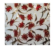 Titanium Red Floral Decorative Glass